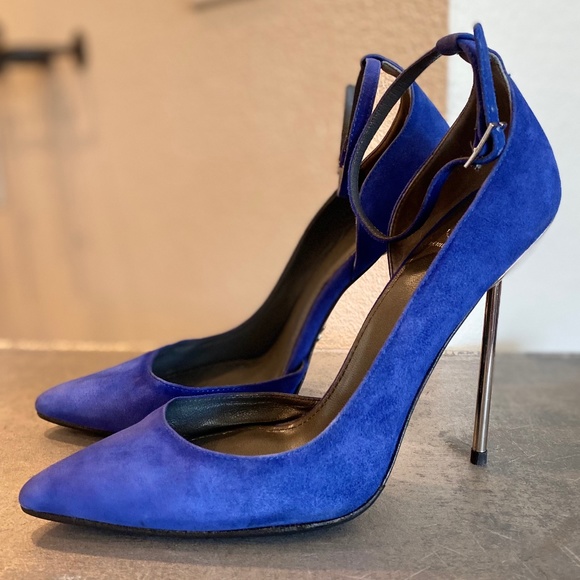 Monika Chiang Blue Suede Ankle Strap D’Orsay Pump - Picture 10 of 15